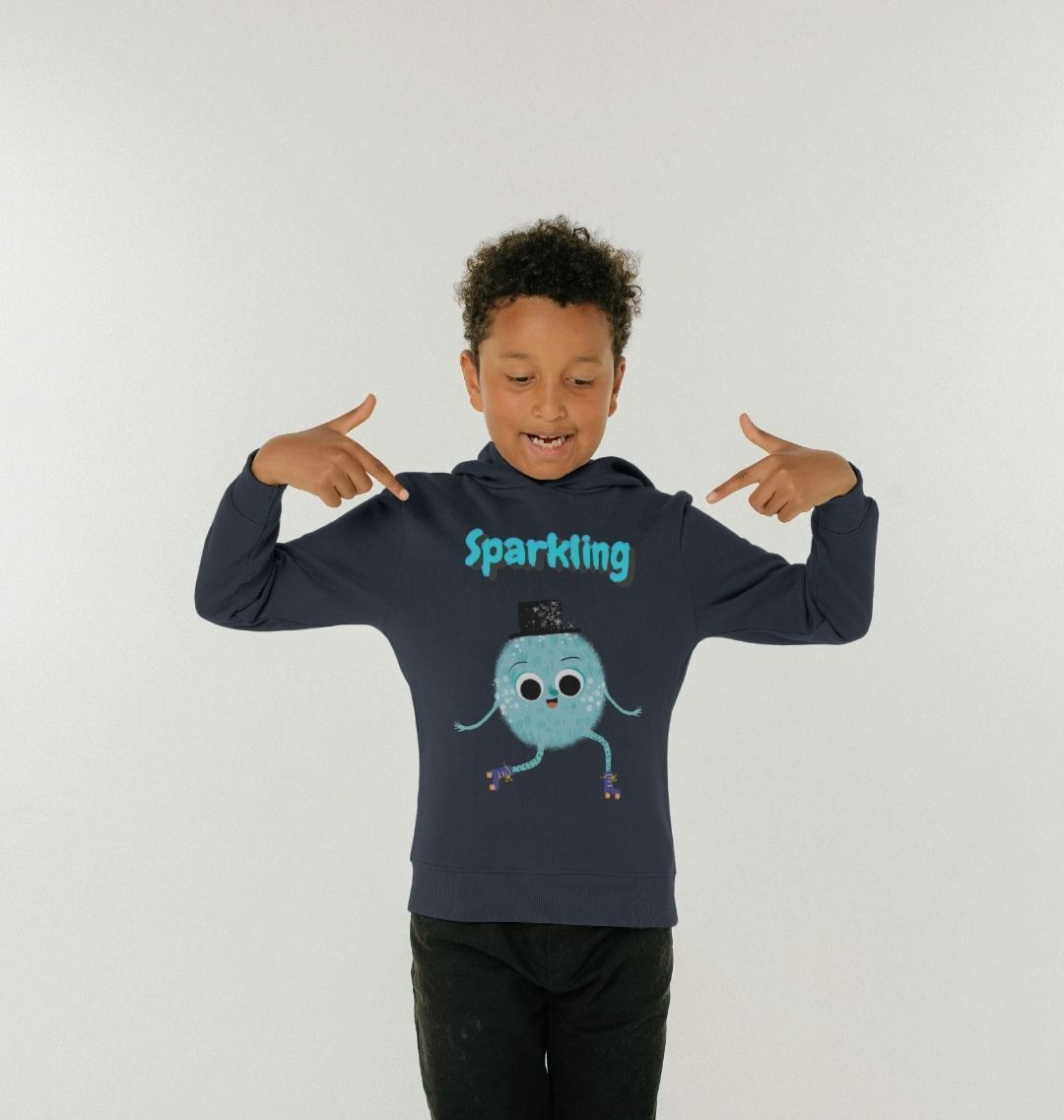 A vibrant Organic Children's Hoody in sparkling design, made from soft organic cotton, showcasing radical prints for kids.