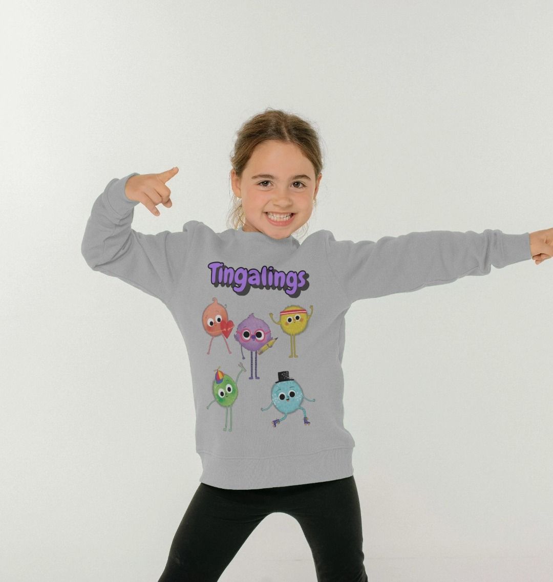 A cozy Organic Children's Jumper from Tingalings, made from certified organic cotton, featuring a soft texture and eco-friendly design.