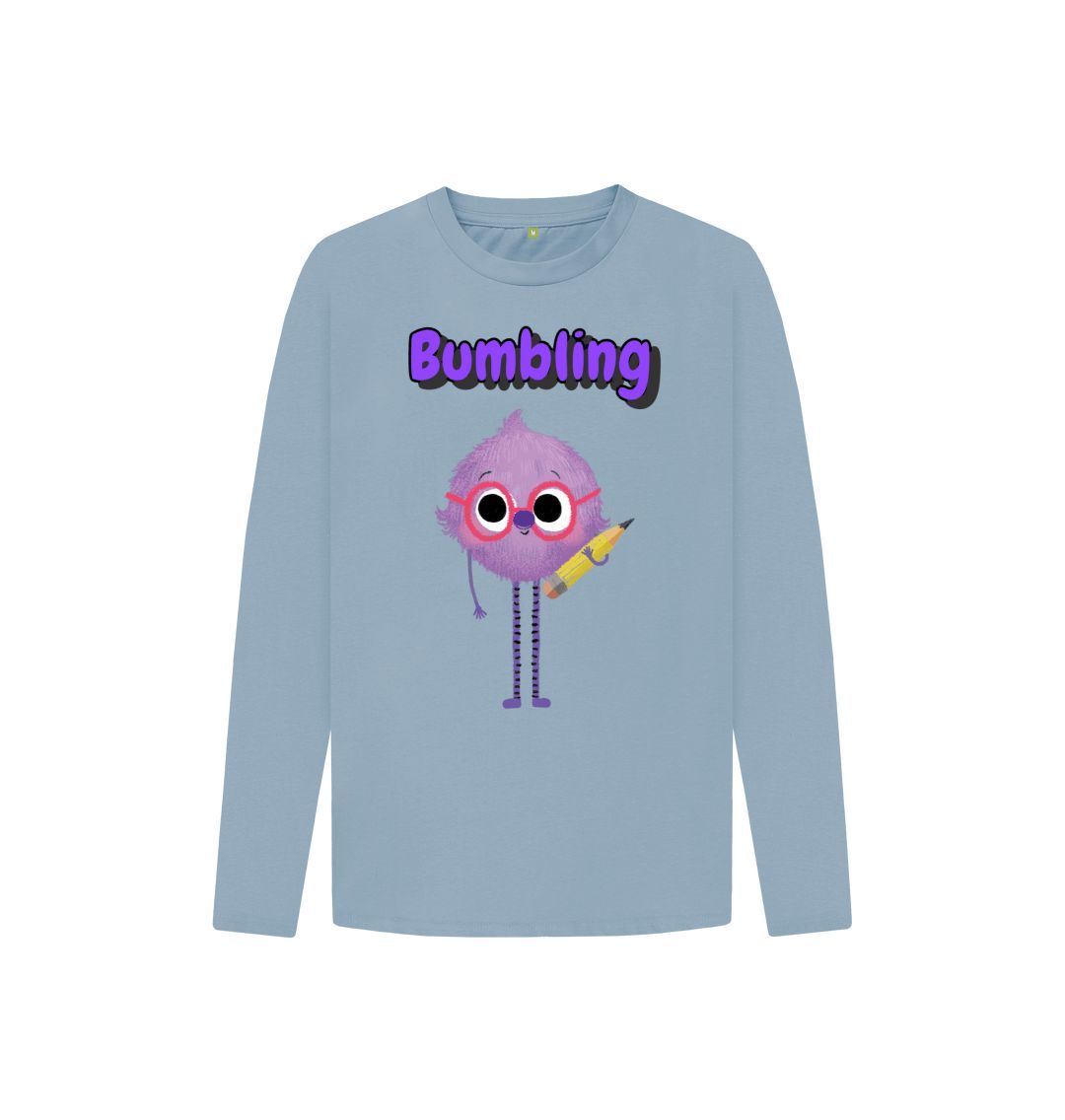 Organic Children's Long-Sleeved T-shirt in Bumbling design, made from certified organic cotton, showcasing vibrant colors and a comfortable fit.