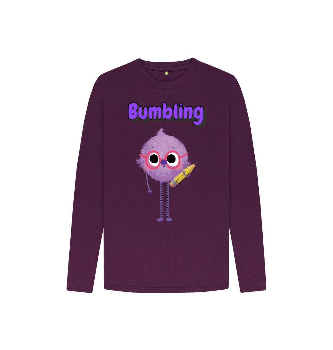 Organic Children's Long-Sleeved T-shirt in Bumbling design, made from certified organic cotton, showcasing vibrant colors and a comfortable fit.