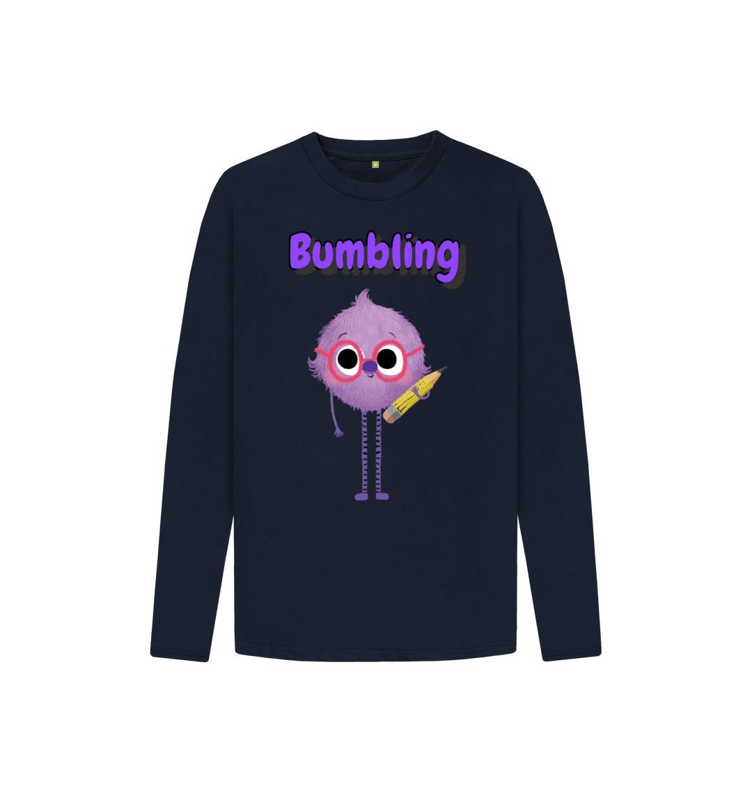 Organic Children's Long-Sleeved T-shirt in Bumbling design, made from certified organic cotton, showcasing vibrant colors and a comfortable fit.