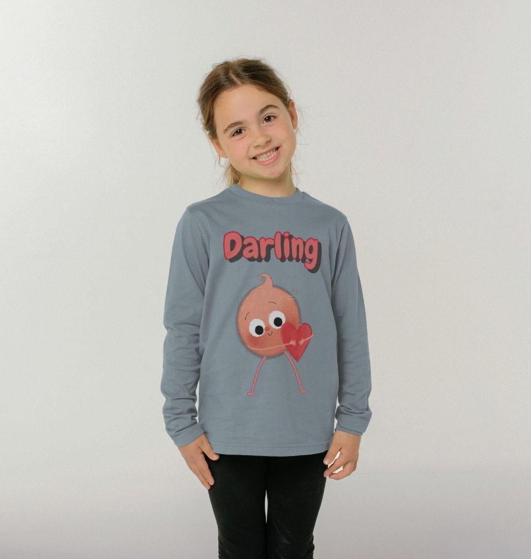 Organic Children's Long-Sleeved T-shirt in Darling design, made from 100% organic cotton, featuring vibrant colors and a comfortable fit.