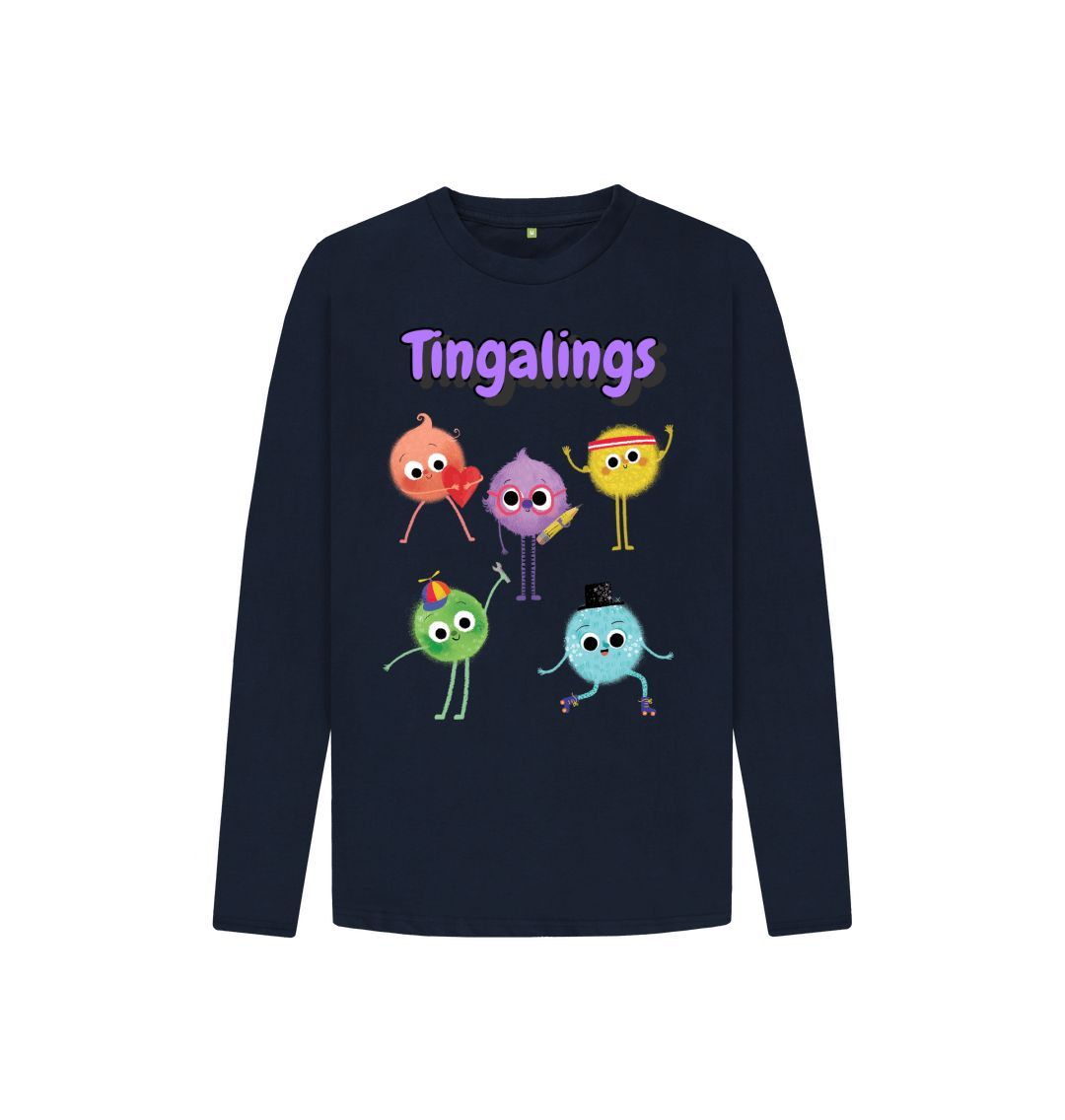 Organic Children's Long-Sleeved T-shirt in soft cotton, featuring a simple design, suitable for kids aged 3-12 years.