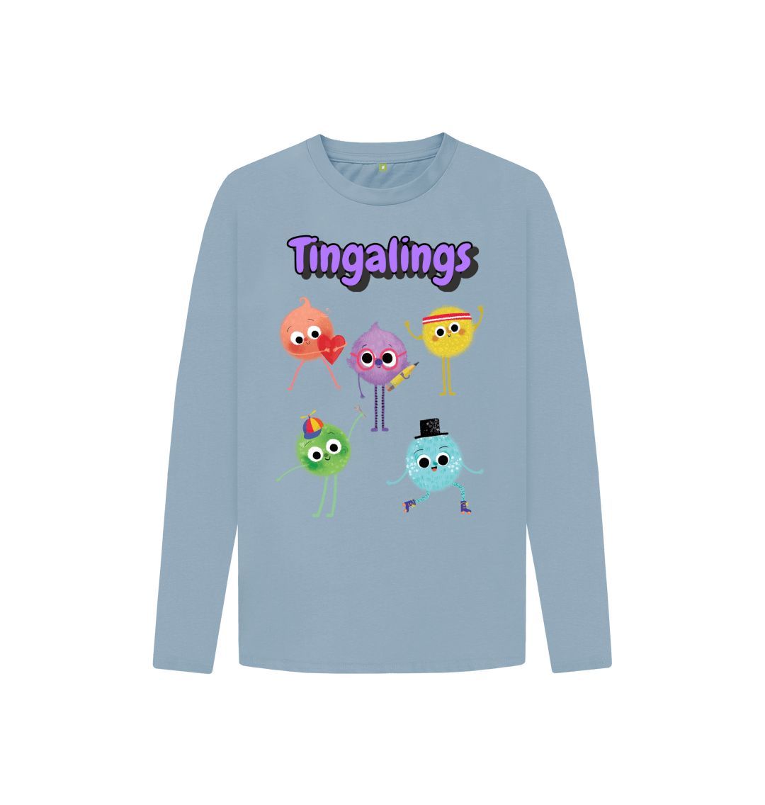 Organic Children's Long-Sleeved T-shirt in soft cotton, featuring a simple design, suitable for kids aged 3-12 years.