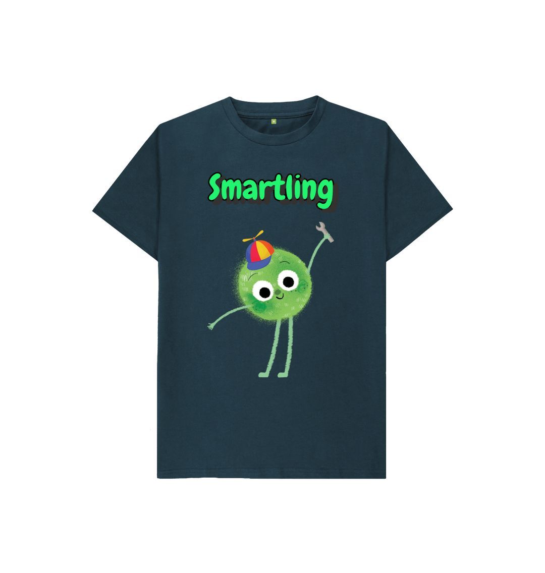 Organic Children's T-shirt by Smartling, made from certified organic cotton with low waste printing technology, available in various sizes.