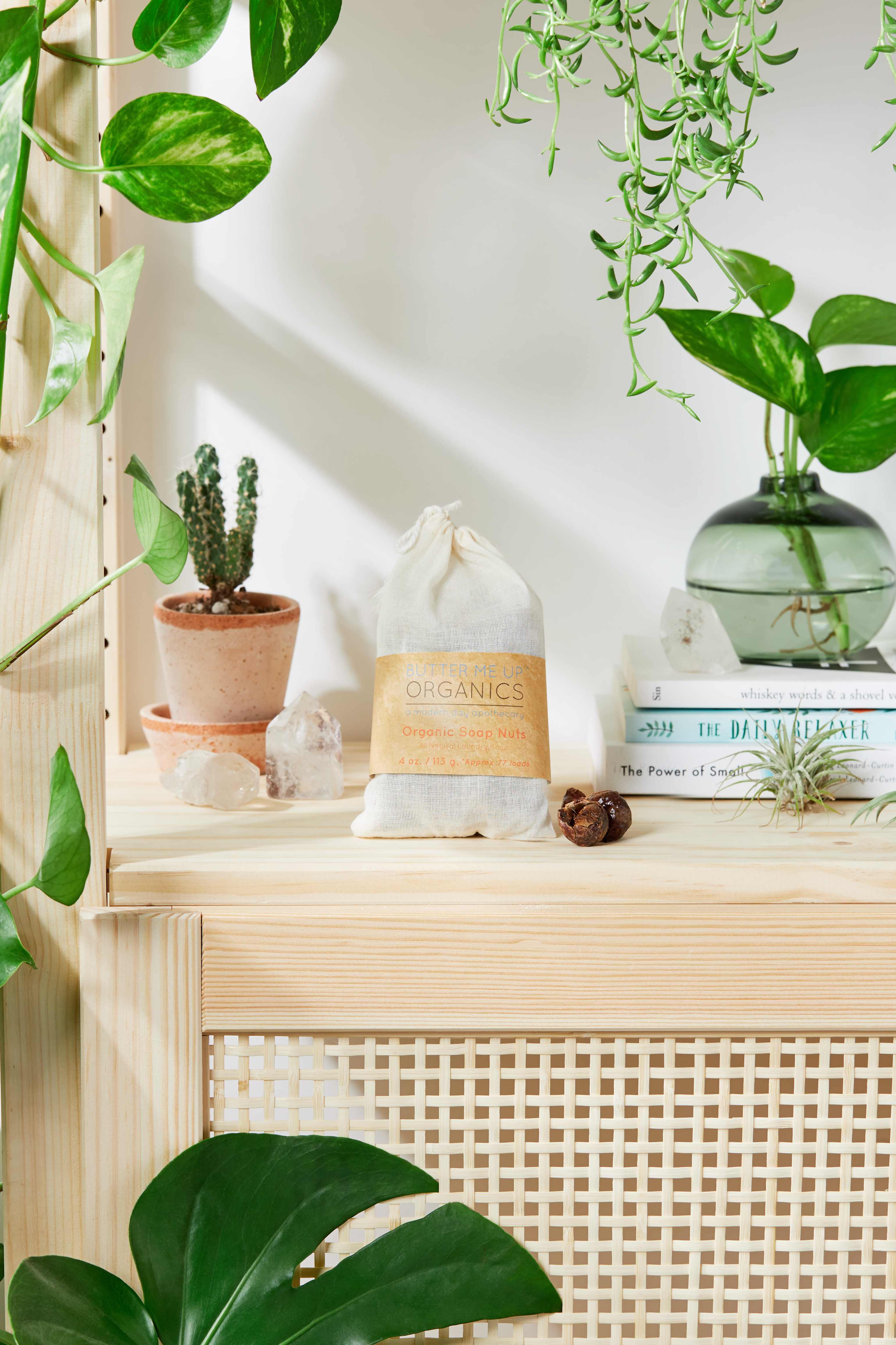 A bag of Organic Soap Nuts with muslin bag, showcasing eco-friendly laundry cleaning solution, perfect for sensitive skin and baby clothes.