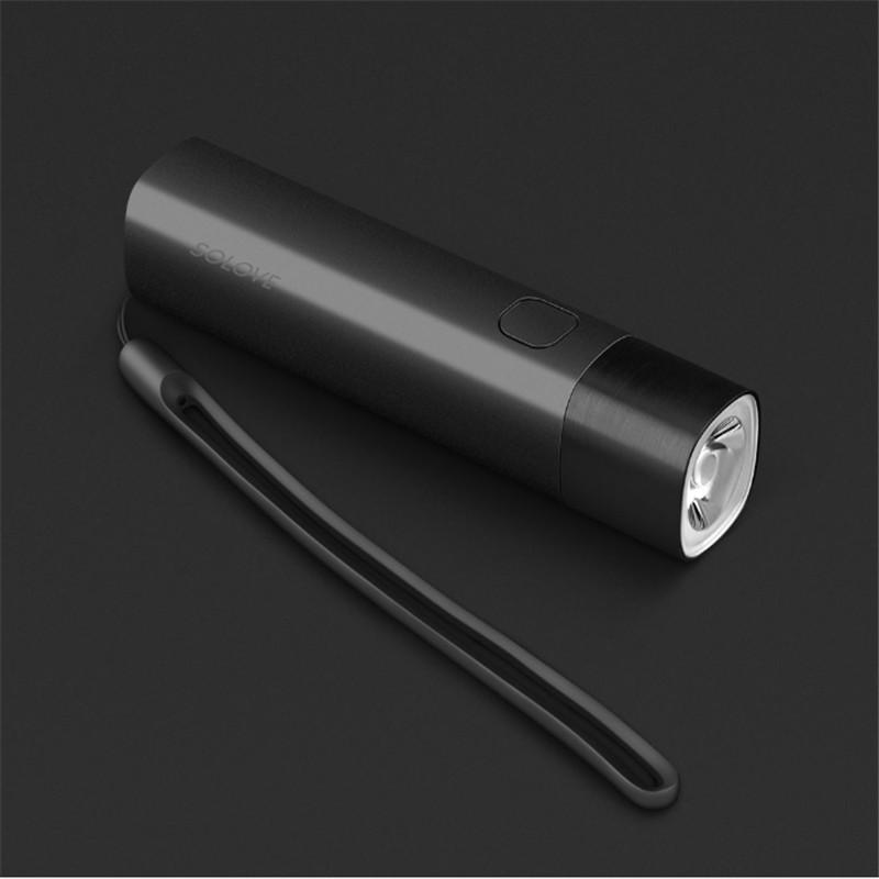 Original Xiaomi Youpin SOLOVE X3 USB Rechargeable Flashlight with power bank functionality, showcasing its sleek design and compact size.