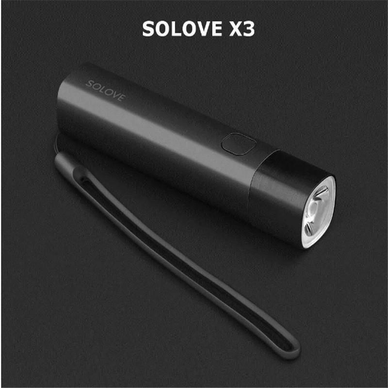 Original Xiaomi Youpin SOLOVE X3 USB Rechargeable Flashlight with power bank functionality, showcasing its sleek design and compact size.