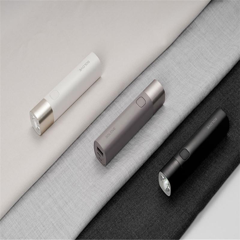 Original Xiaomi Youpin SOLOVE X3 USB Rechargeable Flashlight with power bank functionality, showcasing its sleek design and compact size.