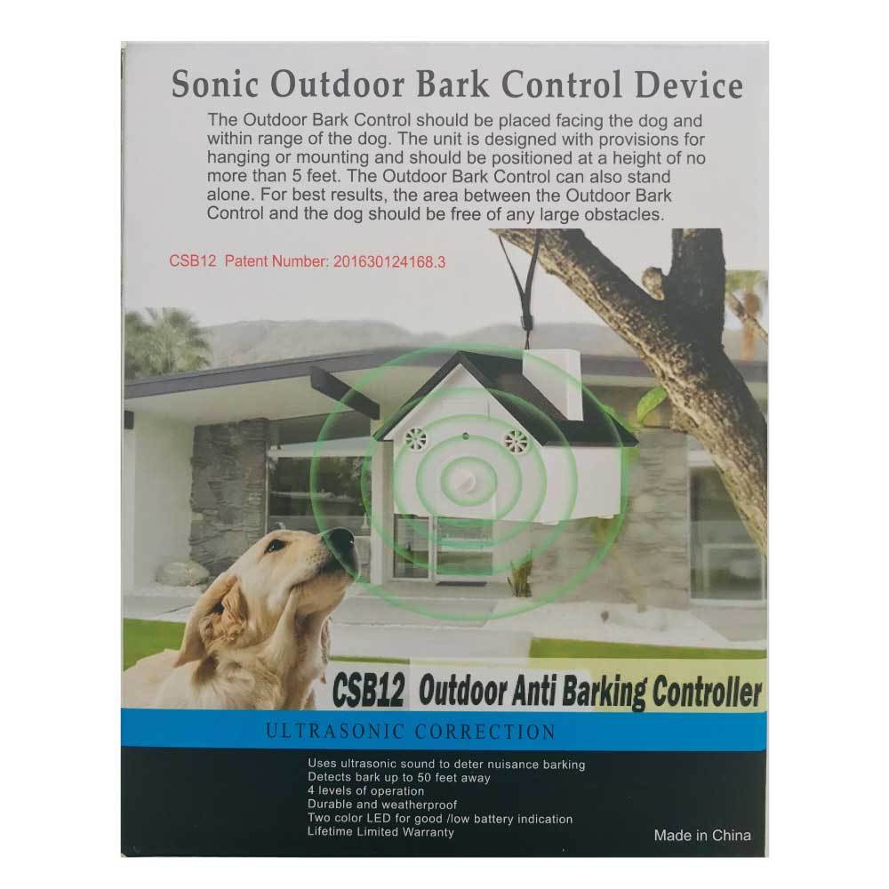 Outdoor Dog Bark Ultrasonic Unit designed for effective barking control, featuring a weatherproof design and multiple sensitivity settings.