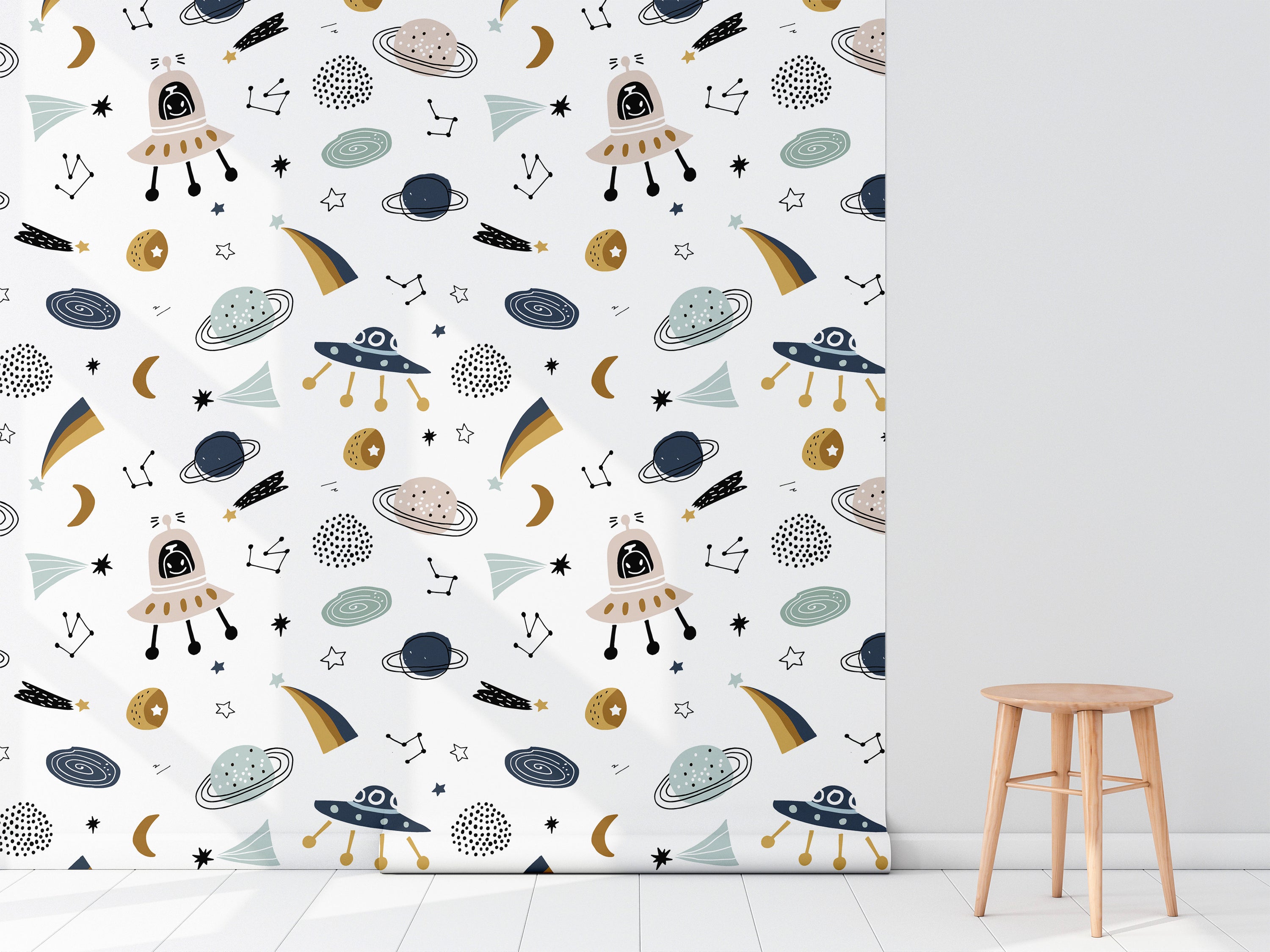 Outer Space Wallpaper featuring vibrant colors and modern design, perfect for home decor.