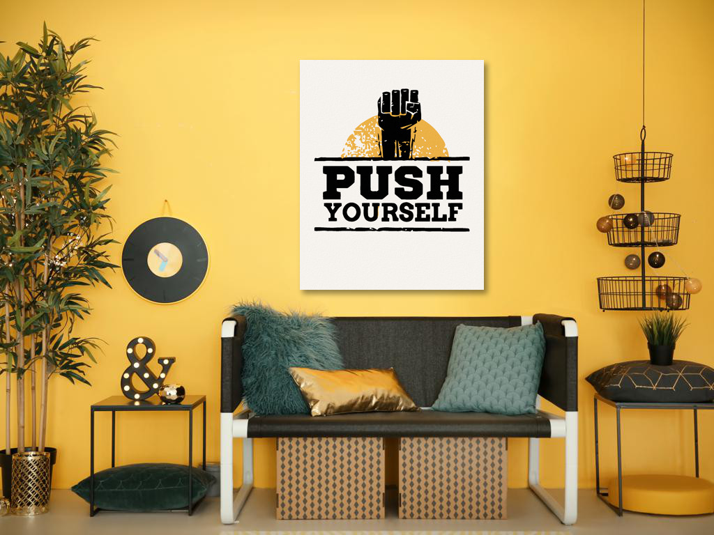 Inspirational wall art in living room