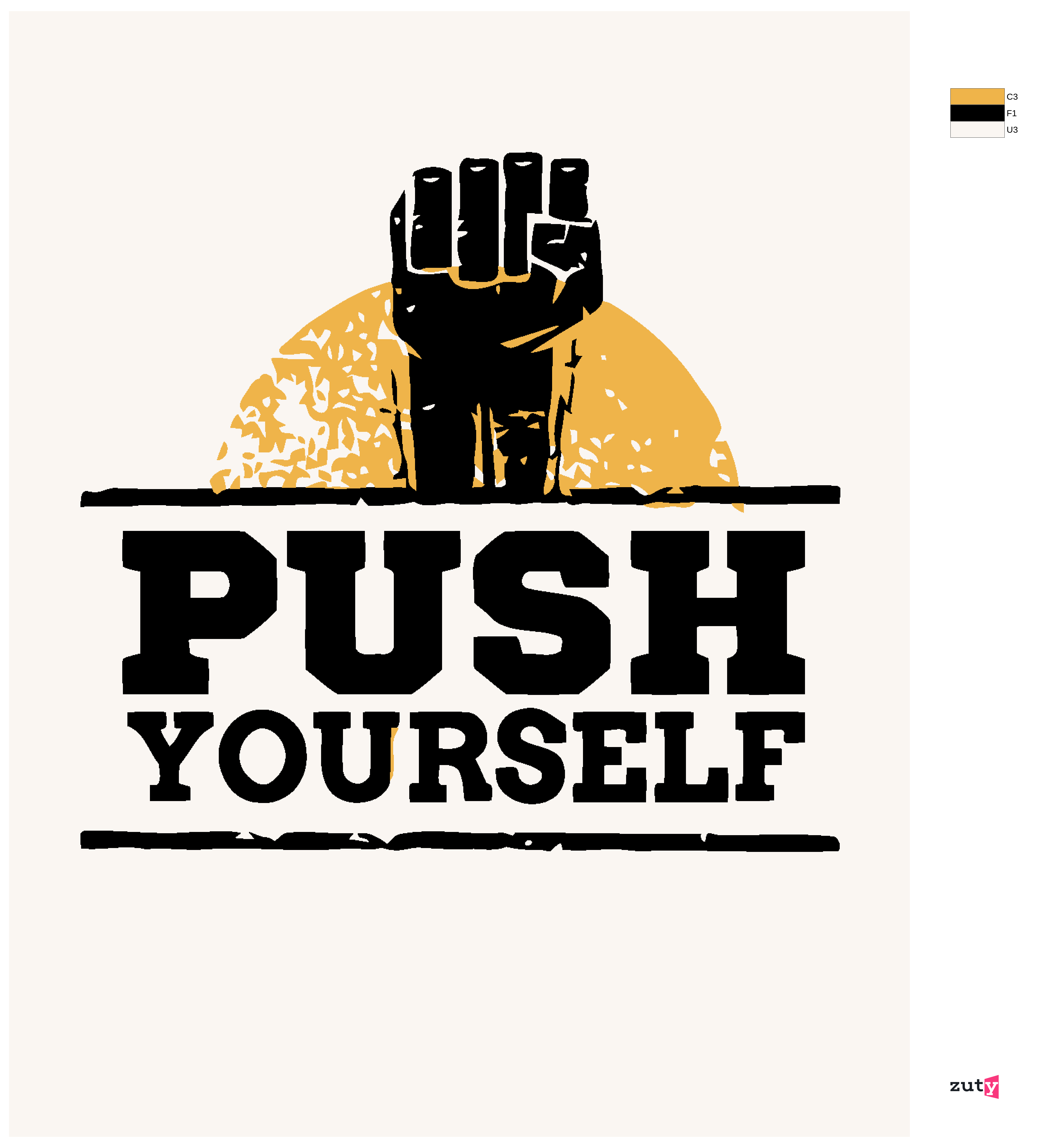 Fist with "Push Yourself" text