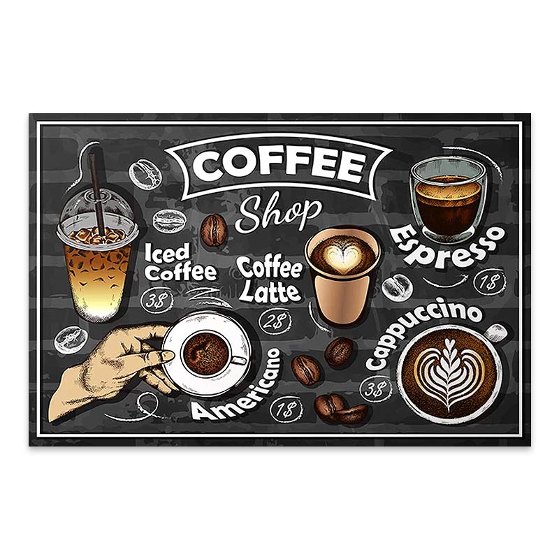 A vibrant digital canvas painting titled COFFEE SELECTION, measuring 60x40x3cm, showcasing rich colors and intricate details.