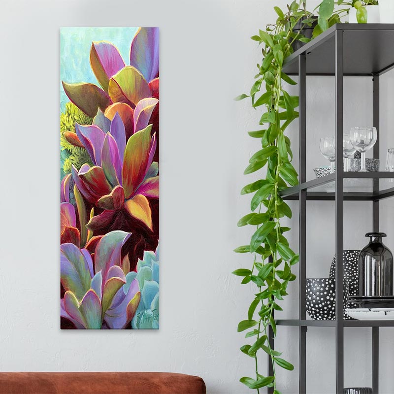 COLORFULL WATER digital painting on canvas, vibrant design with flowing colors, dimensions 30x90x3cm, perfect for home or business decor.