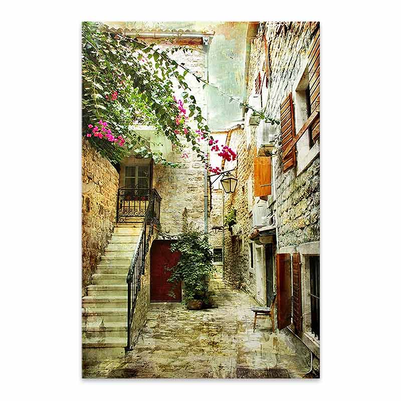 OLD TOWN digital painting on canvas, 40x60x3cm, showcasing vibrant colors and intricate details, perfect for home or business decor.