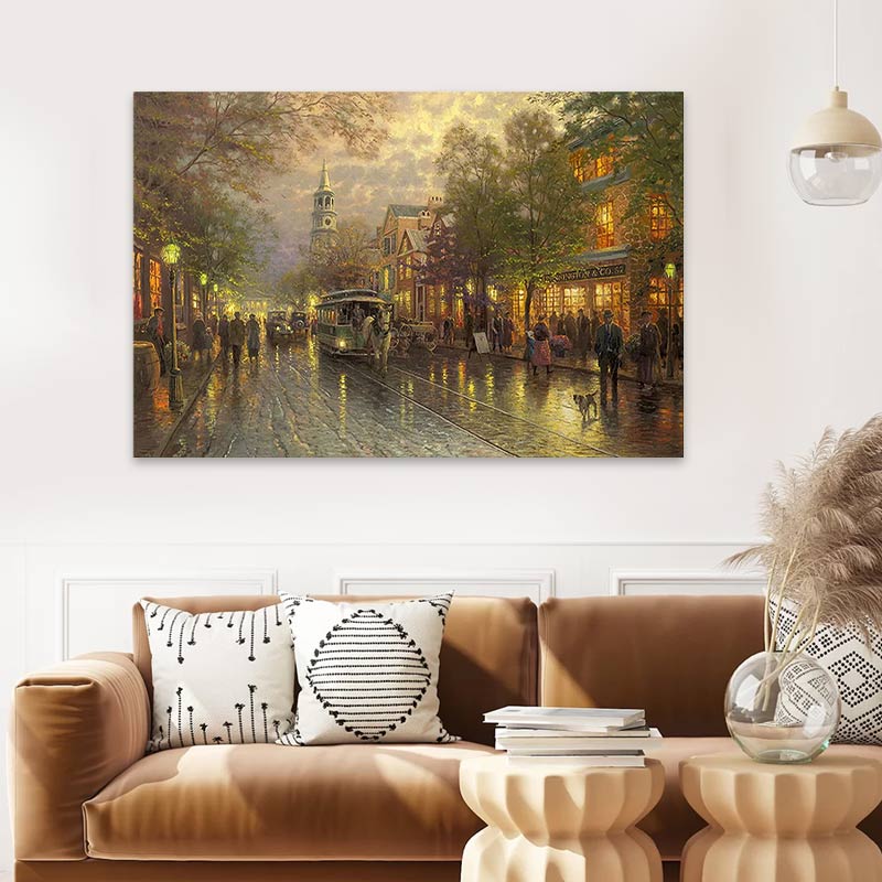 WATER WAYS digital canvas painting, 75x50x3cm, showcasing vibrant colors and flowing design, perfect for home or business decor.