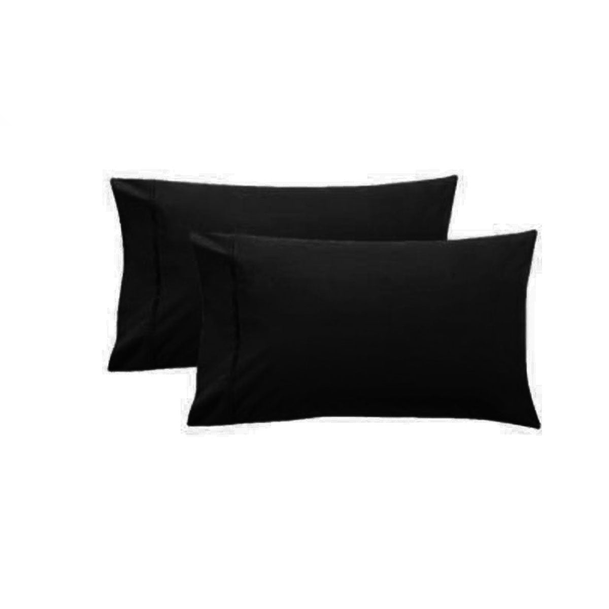 A pair of black pure cotton 250TC standard pillowcases with cuffed details, showcasing a soft and elegant design.