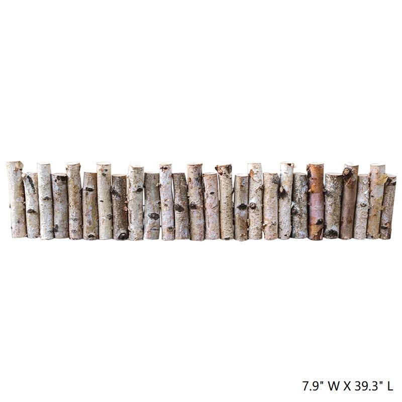 Handcrafted Paper Birch Small Wood Fence Décor, showcasing natural wood grain and khaki color, perfect for home or garden decoration.