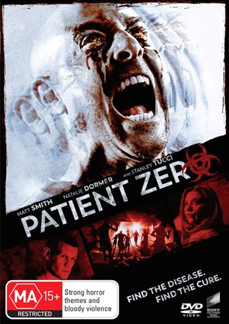 Patient Zero DVD cover featuring a preacher, vampire, and apocalyptic background.