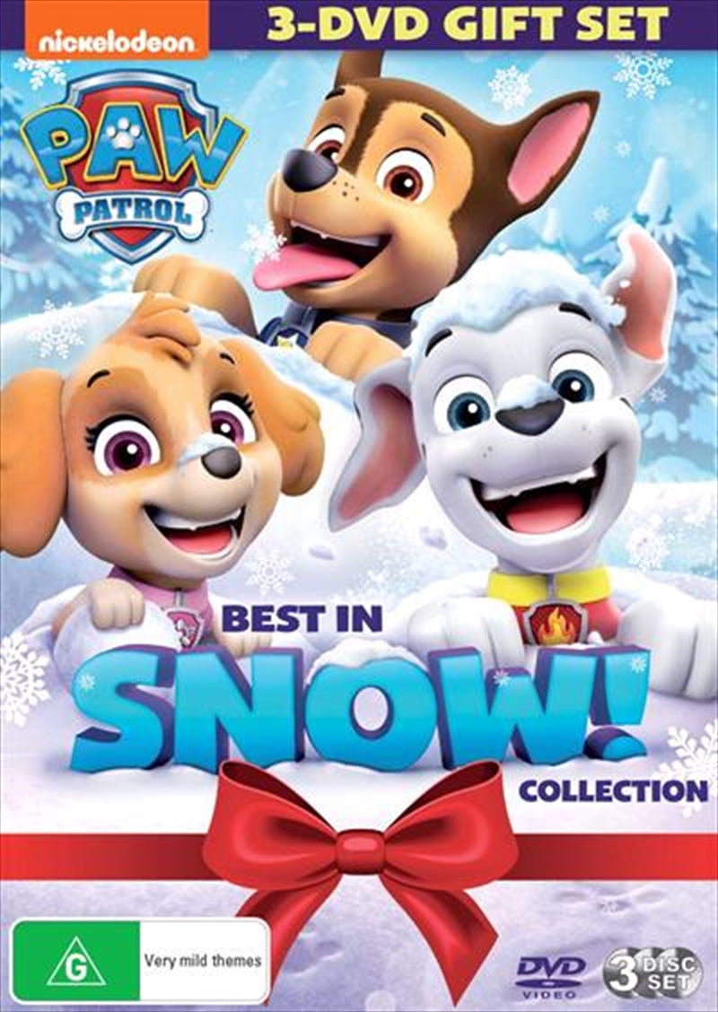 Paw Patrol - Best In Snow DVD cover featuring colorful characters and winter scenes.