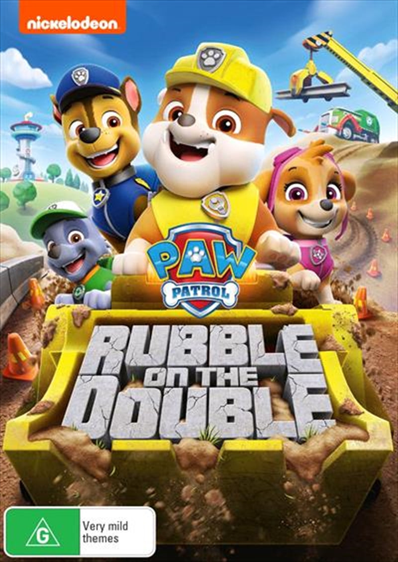 Paw Patrol DVD featuring Rubble, showcasing colorful cover art with characters from the show.