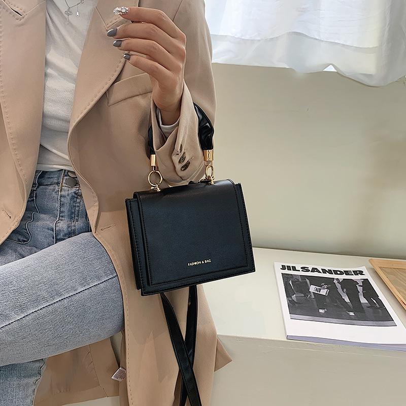 PB0014 Fashion Women's Square PU Leather Handbag in black, white, and coffee colors, showcasing its stylish design and quality materials.