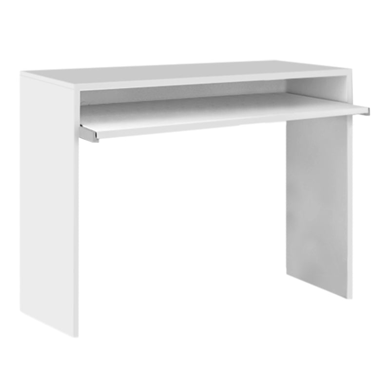 PC Office Desk HULIO in white melamine, featuring a sleek design and compact dimensions, suitable for home and office use.