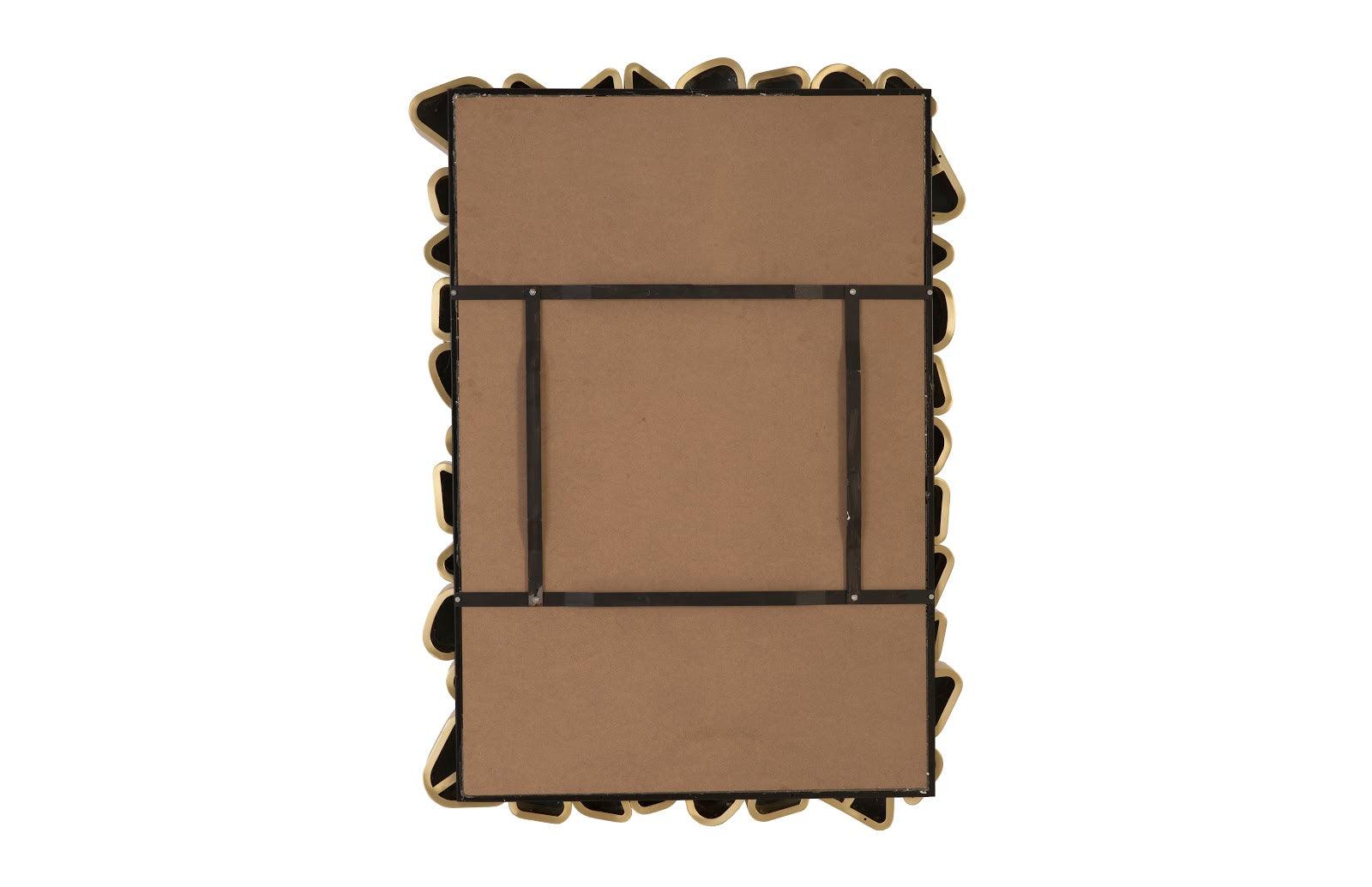 Pebble Mirror Rectangle with brushed brass finish, showcasing a unique pebble design, perfect for modern decor.