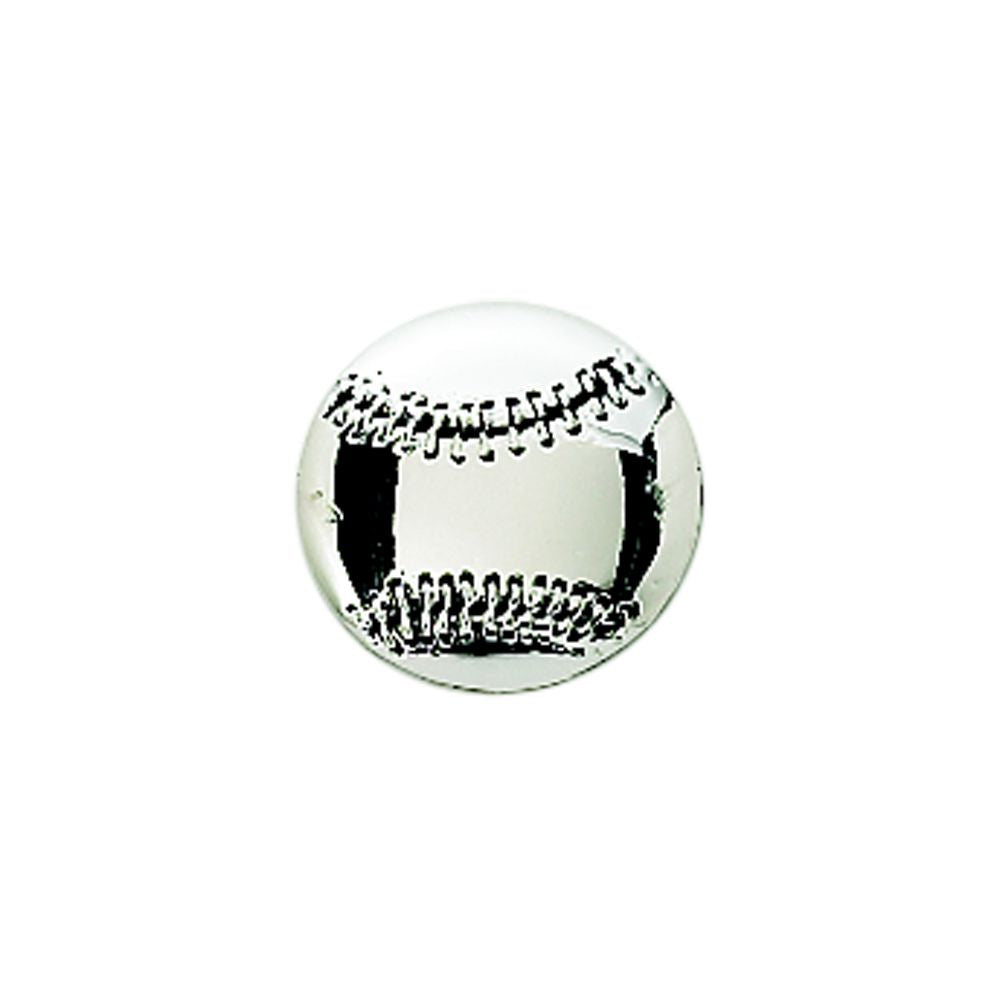 Peel & Press Baseball Icon, 1 inch by 1 inch, featuring a non-tarnish metal finish, ideal for personalizing flat surfaces.