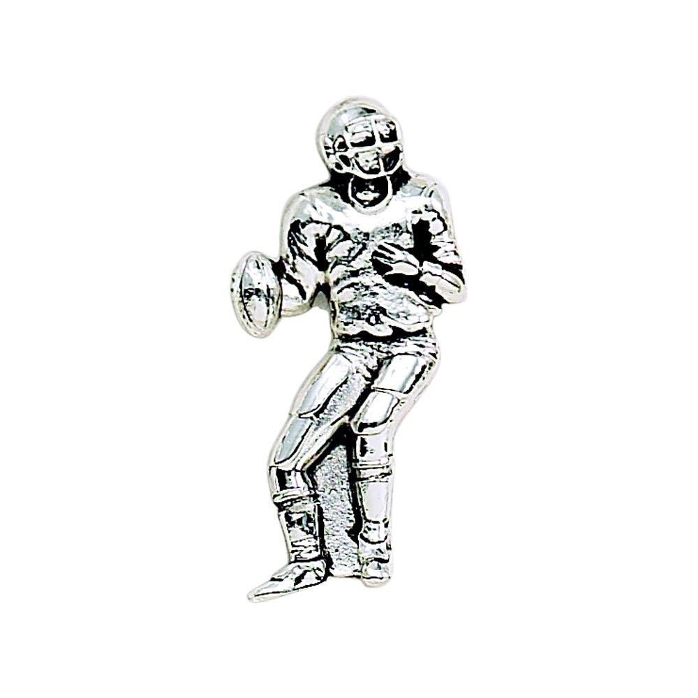 Peel & Press Football Player Icon showcasing a three-dimensional metal design, perfect for personalizing flat surfaces.