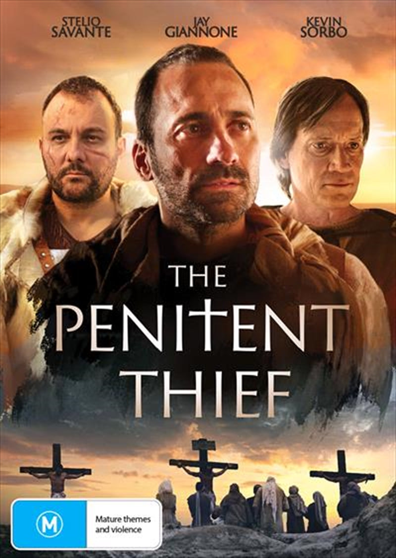 The Penitent Thief DVD cover featuring dramatic artwork depicting the crucifixion scene.