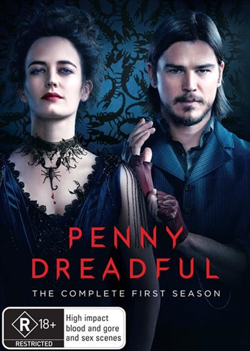 Penny Dreadful Season 1 DVD cover featuring dark, gothic imagery and main characters.