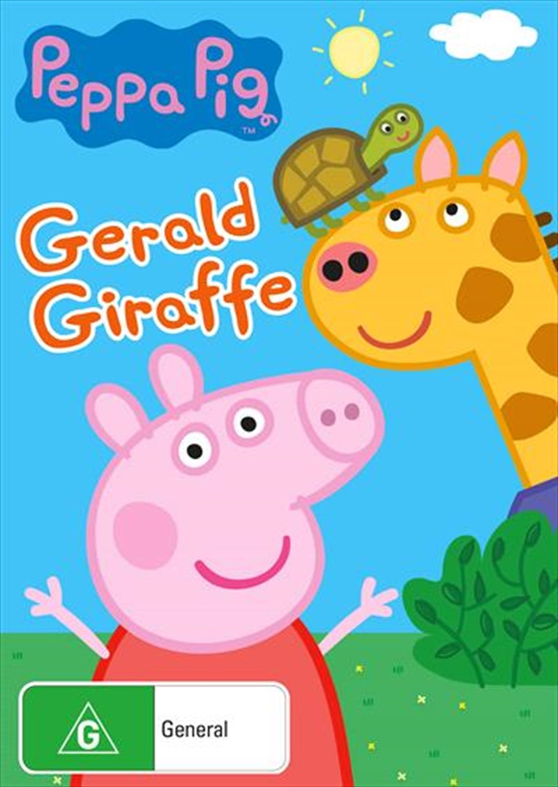 Peppa Pig Gerald Giraffe DVD cover featuring colorful characters and playful scenes.