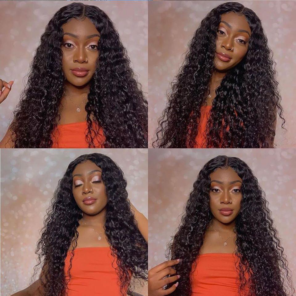 Peruvian Deep Wave 3/4 Bundles showcasing natural texture and quality, perfect for styling and dyeing.