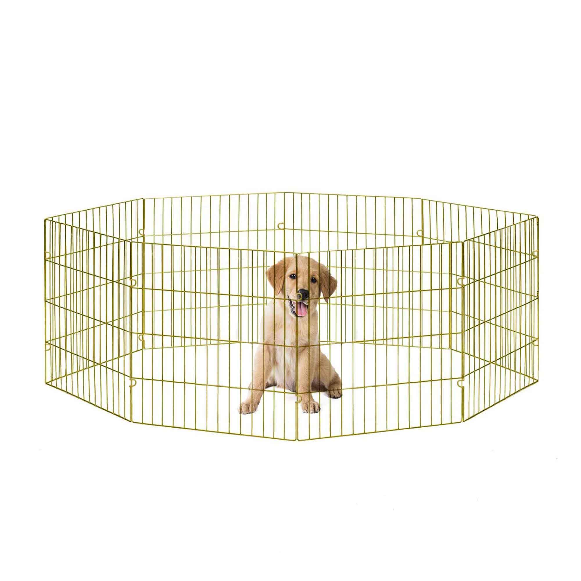 Pawise Pet Playpen featuring a foldable metal design with eight panels, suitable for indoor and outdoor use for dogs and cats.