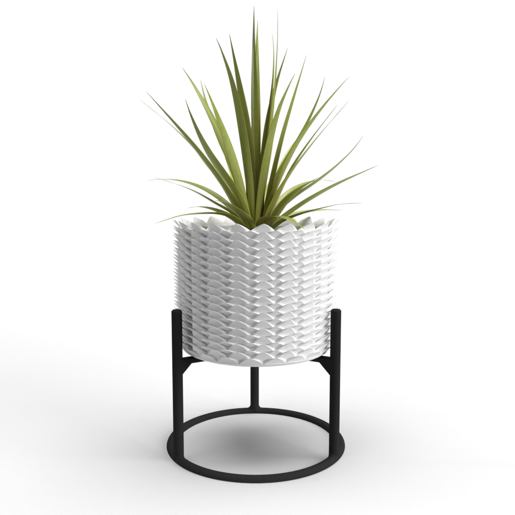 Pineapple Large 7" Planter with optional support, made from eco-friendly bio-polymer, showcasing a minimalist design.