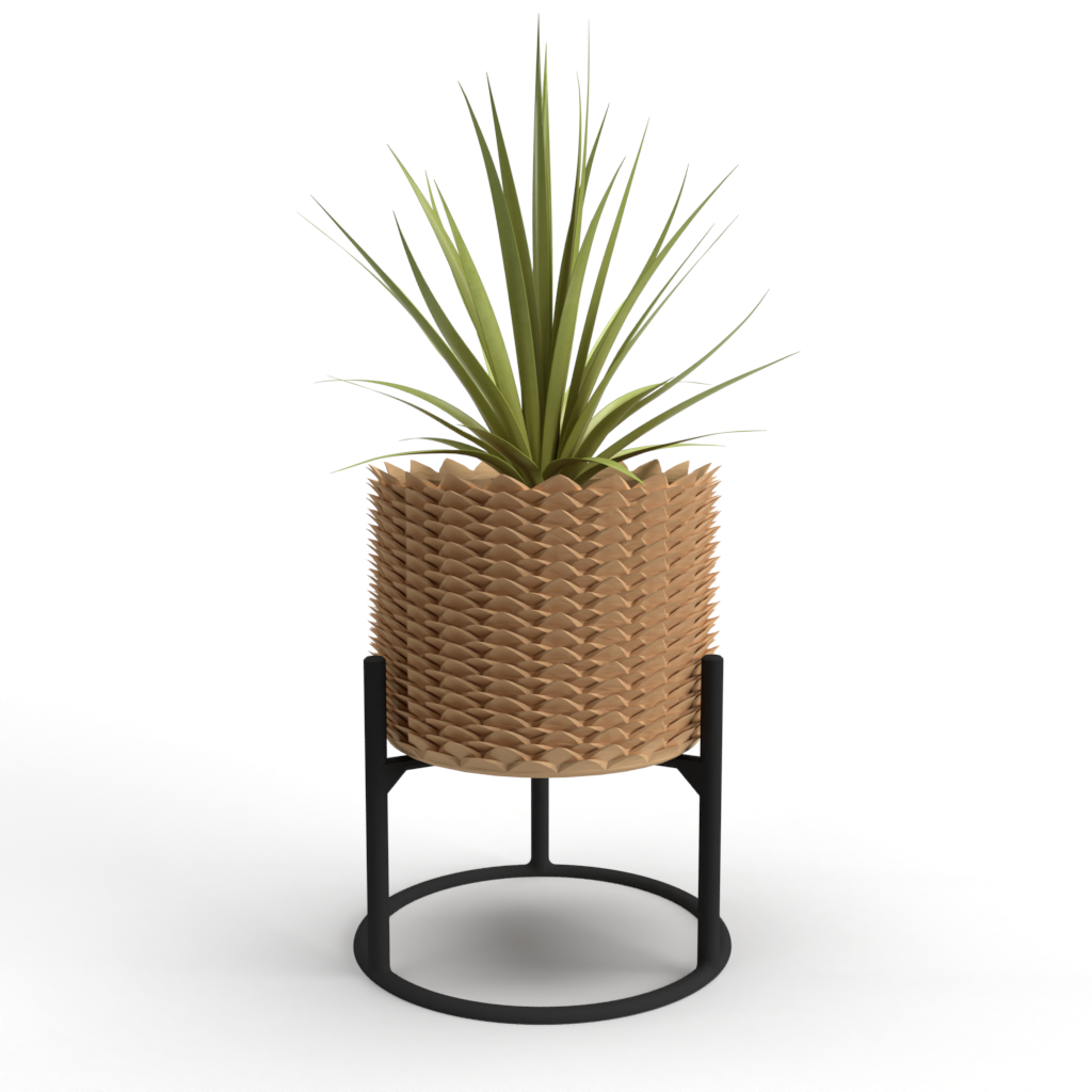 Pineapple Large 7" Planter with optional support, made from eco-friendly bio-polymer, showcasing a minimalist design.