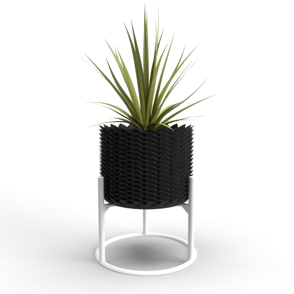 Pineapple Large 7" Planter with optional support, made from eco-friendly bio-polymer, showcasing a minimalist design.