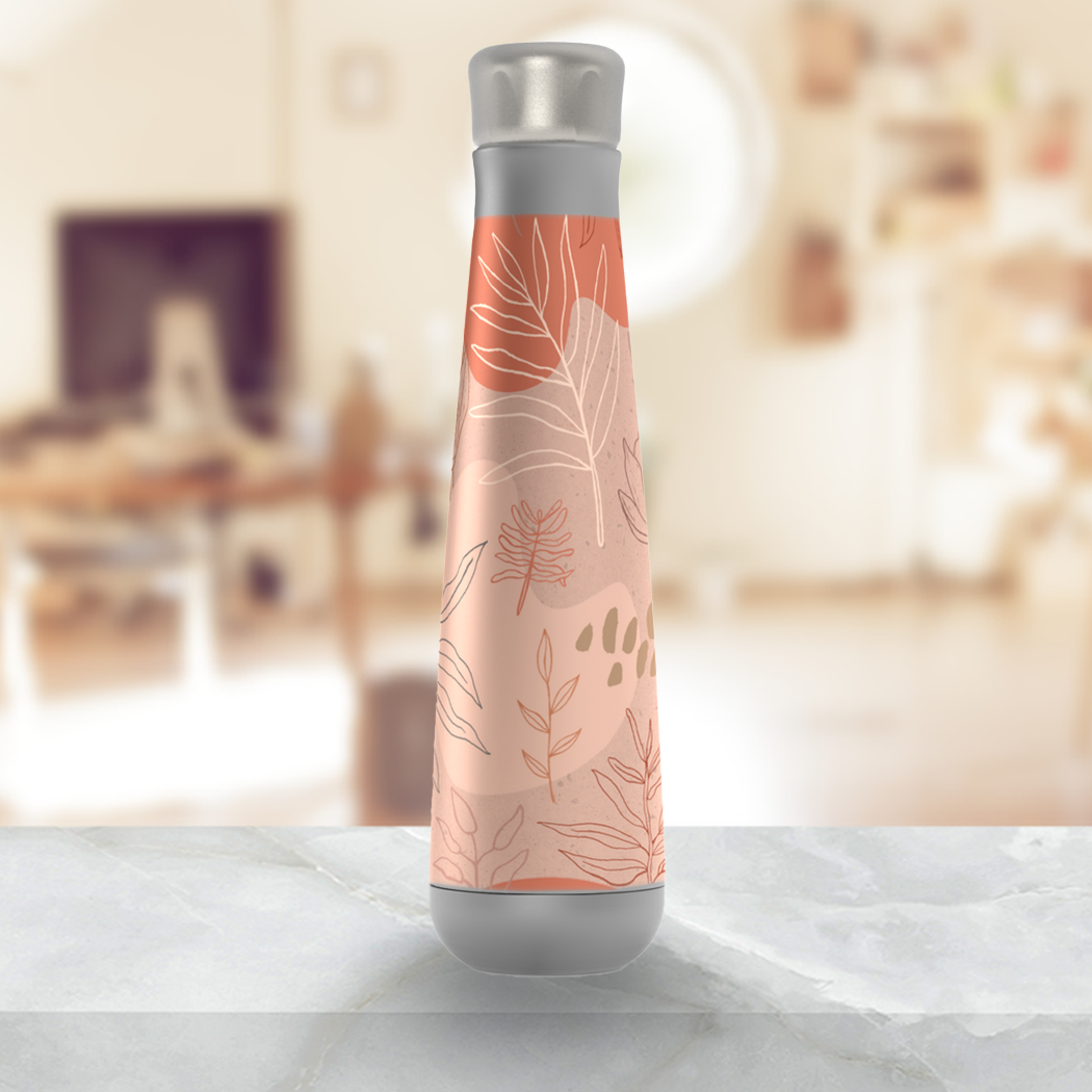 Pink Abstract Desert Water Bottle made of stainless steel with a stylish design, perfect for hydration on the go.