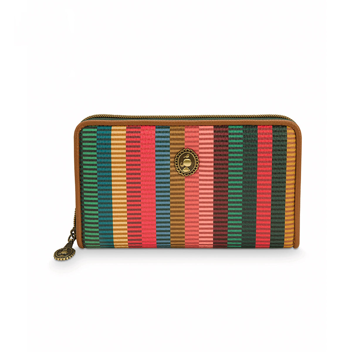 PIP Studio Jacquard Stripe Multi Oblong Wallet featuring vibrant colors and stylish design with extra pockets and zipper closure.