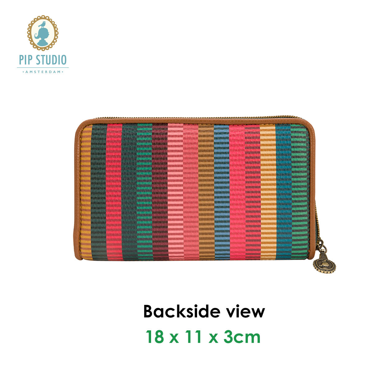 PIP Studio Jacquard Stripe Multi Oblong Wallet featuring vibrant colors and stylish design with extra pockets and zipper closure.