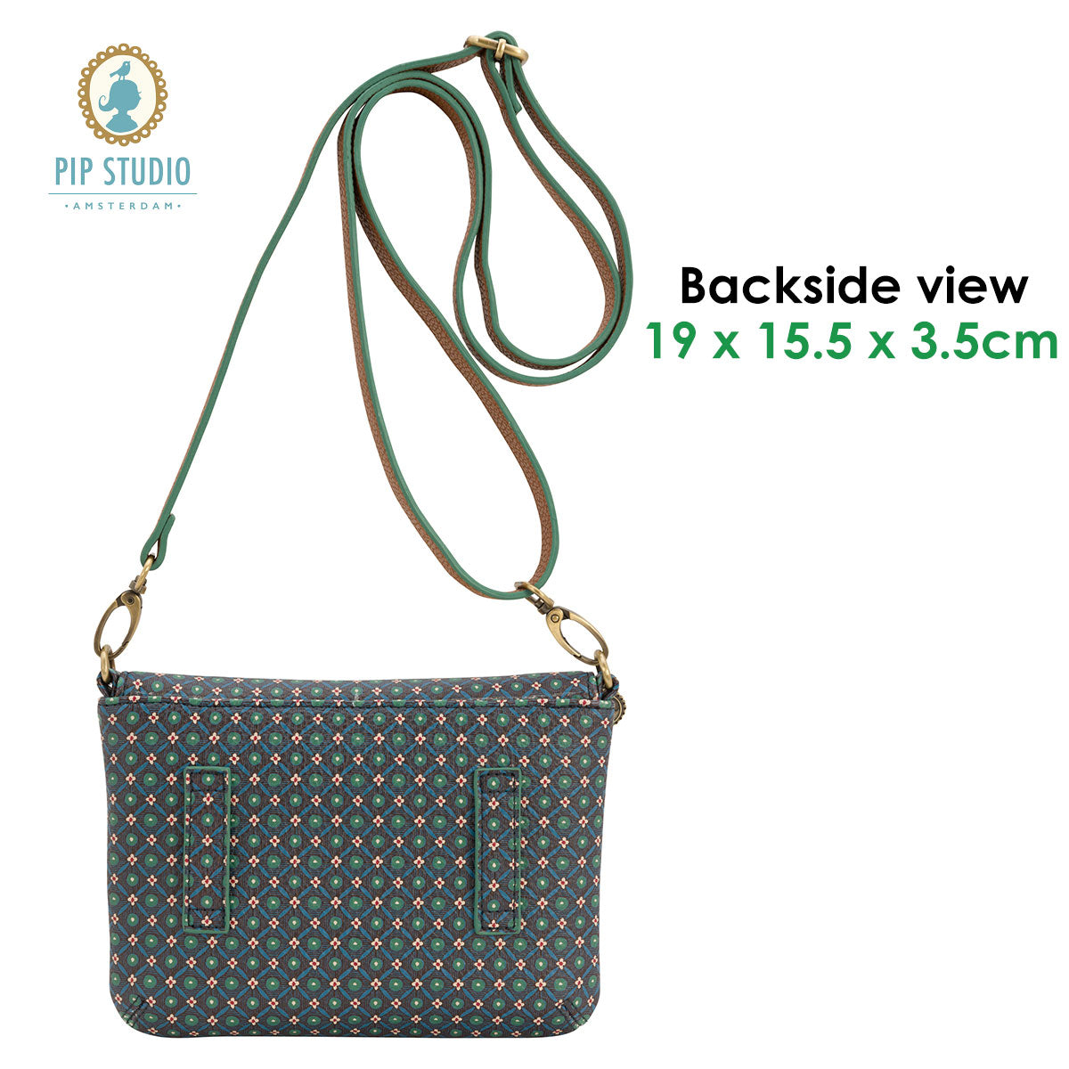 PIP Studio Star Tile Dark Blue Belt Bag featuring a geometric print in rich colors on a dark background.