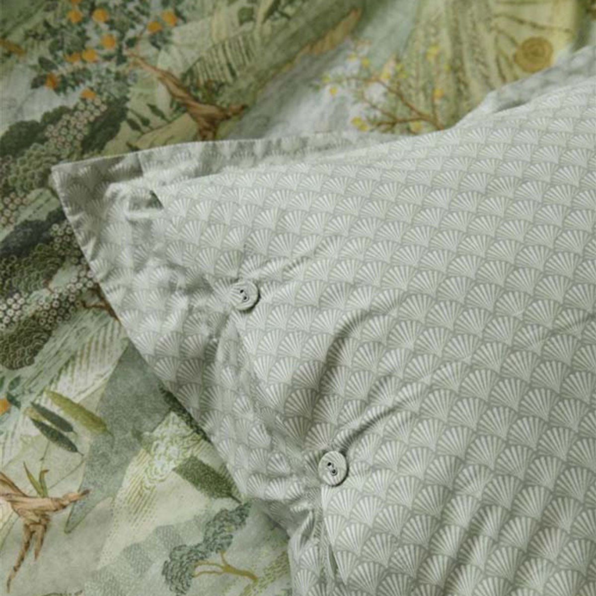 PIP Studio Toscana Green Cotton Quilt Cover Set featuring cypress trees print and luxurious design elements.