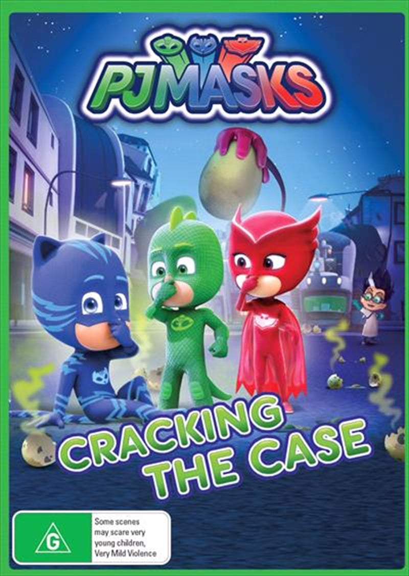 PJ Masks - Cracking The Case DVD cover featuring Catboy, Owlette, and Gekko in superhero poses.