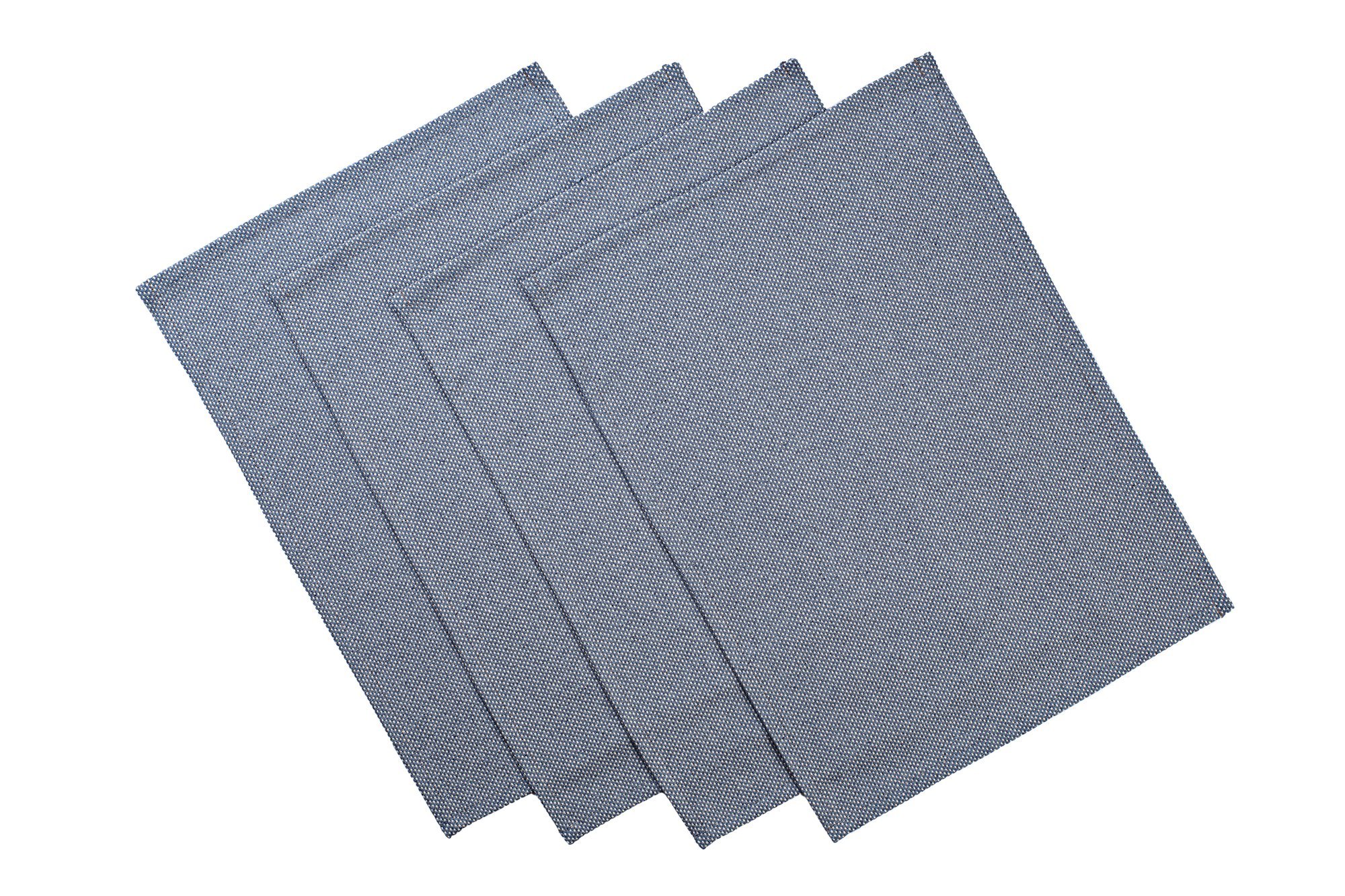 Set of 4 rustic cotton placemats, measuring 14” x 19”, perfect for dining occasions.