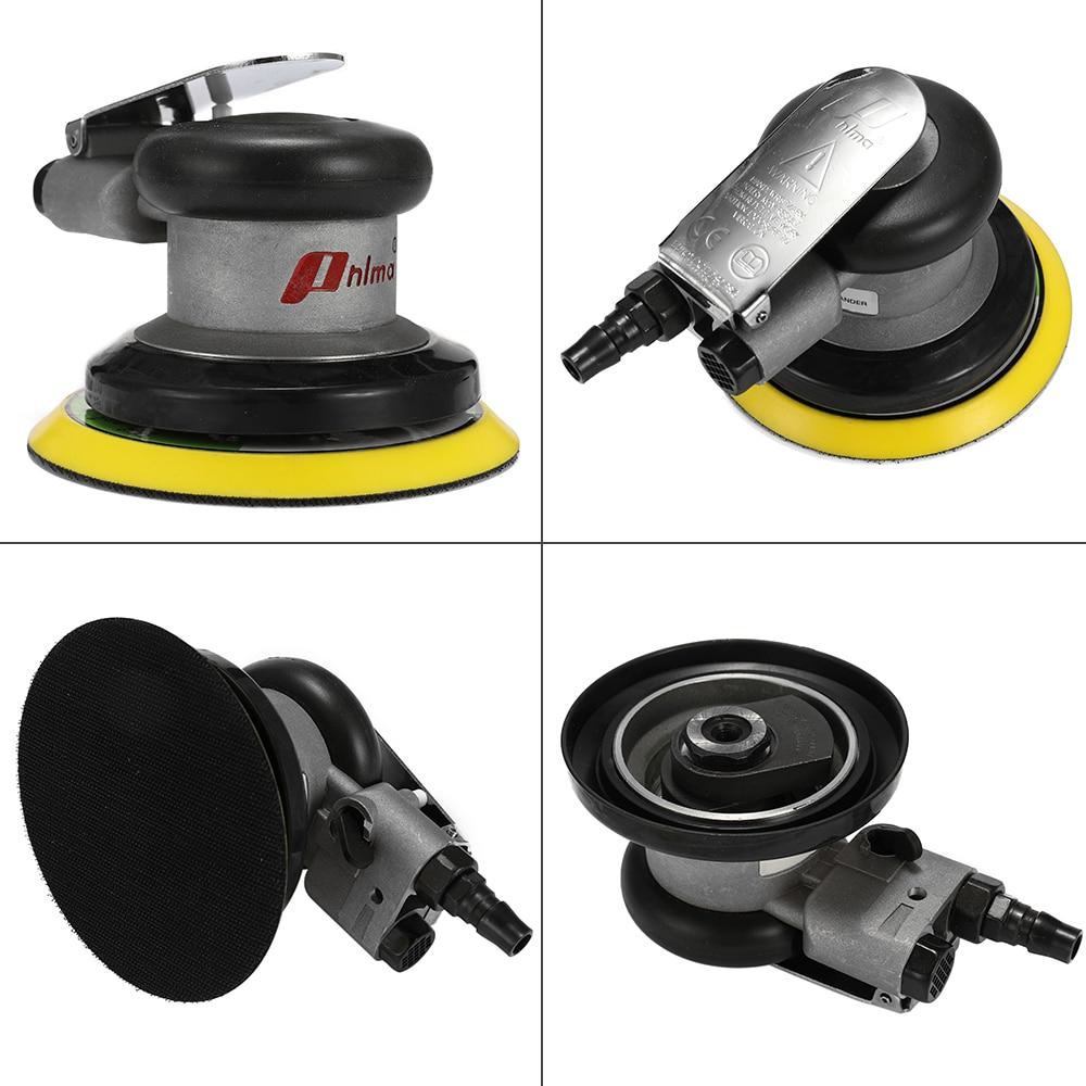 Pneumatic Tool Polishing Machine featuring a 5-inch round design, ideal for grinding and polishing tasks, showcasing its compact size and ergonomic shape.