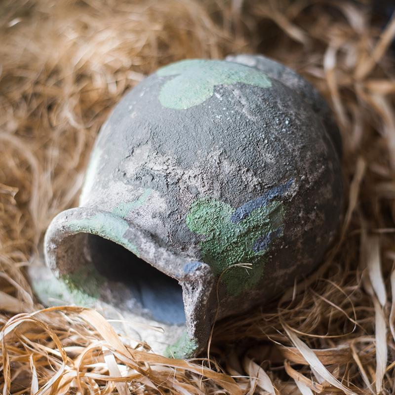 Pompeii Cement Floral Jar in gray and green colors, showcasing a stylish design perfect for decorative use.