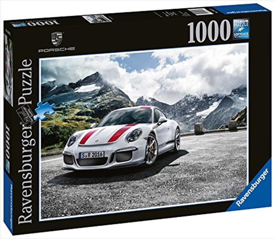 A 1000 piece puzzle featuring the iconic Porsche 911r, showcasing its sleek design and vibrant colors.