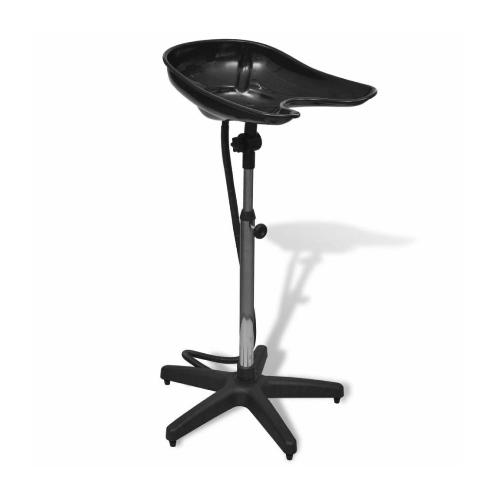 Portable hairdressing salon basin with adjustable height and drain hose, designed for easy hair washing and styling.